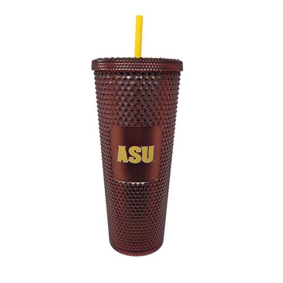 NEW Starbucks 2022 ASU Maroon Red Studded Cold Cup Tumbler 24oz Arizona State - Picture 1 of 7